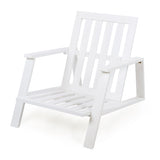 Patio Lounge Chair, Outdoor Club Chair with Beige Cushion and White Acacia Wood Frame N779P291591W