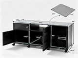 59 Inch Multi-Use Outdoor BBQ Grill Prep Table with Removable Storage Shelves, 8 Rolling Lockable 58272012