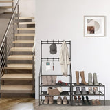 ZNTS 5-layer shoe rack, suitable for entrances, narrow shoe racks, jackets, and shoe racks, with 8 hooks 24760479