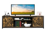 3-layer Double Barn Door with Sliding Rail X-shaped Panel TV Cabinet MDF with Triamine Retro Brown 94882860