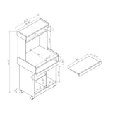Microwave Cart Coffee Station Computer Cart on locking castors hutch gliding shelf White color B107P283309