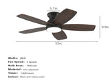32 Inch LowProfile Flush Mount Fan with LED Light, Remote Control, 5Blade Reversible W3816P585861