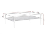 Rectangle Coffee Table with Tempered Glass top and White Legs, Modern Table for Living 38207692