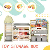 Kids Bookshelf Toy Storage with 17 Bins and 5 Bookshelves, Multi-functional Nursery PP300106AAF
