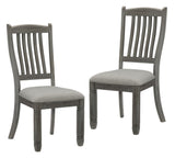 ZNTS Casual Dining Height Side Chairs 2pc Antique Gray Wood Frame Fabric Upholstery B01143656