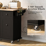 Kitchen Island with Drop Leaf, 53.9" Width Rolling Kitchen Cart on Wheels with Internal Storage Rack WF312383AAB