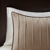 7 Piece Faux Suede Comforter Set Beige Cal King B03596756