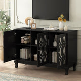 U-Can Modern Mirrored TV Stand for TV up to 55 Inches, Entertainment Center Solid Wood Legs, Metal N724P198519B