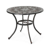 Outdoor Round Cast Aluminum Dining Table, Shiny Copper 64858.00
