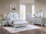Elegance Gray Finish 2-Drawers Nightstand Decorative Glitter Front 1pc Bedside Table Bedroom B011P308559