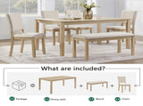 6 Piece Dining Table Set with Bench, Wooden Rectangular Kitchen Table Set with Bench and 4 16237770