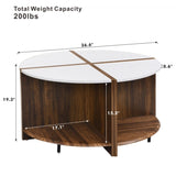 ZNTS 4 Piece of Industrial Round Coffee Table,Sturdy and Easy Assembly, 2-Tier with Storage for Living W2317P233327