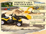 Yellow Kids Pedal-Powered Ride-On Excavator Go Kart with Working Front Loader Digger Outdoor Play 31428303