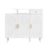 ON-TREND Elegant Shoe Cabinet with Arched Doors and Drawer, Cream Style Storage Sideboard with WF321210AAK