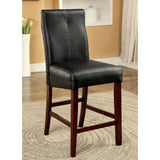 ZNTS Set of 2 Padded Leatherette Counter Height Chairs in Brown Cherry and Black B016P156818