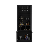 Nero 74-Inch Tall Bar Cabinet 4-Tier Modern Bar Cabinet with Glass Holder Stemware Rack, Wine B200P188833