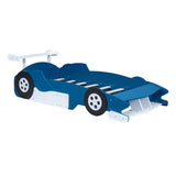 ZNTS Twin Size Race Car-Shaped Platform Bed with Wheels,Blue WF311965AAC