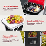 Foldable camping kitchen with 2-sided windshield pockets 88971357