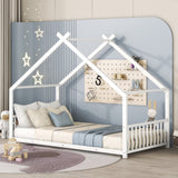 Twin Size Metal House Bed, White MF305886AAK