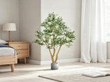 6FT Artificial Olive Tree, Natural Wood Trunk Realistic Leaves, Faux Indoor Plant for Home, Office 08626207