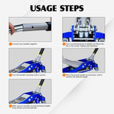 3T Aluminum Iron Horizontal Jack/Hydraulic Trolley Service/Floor Jack with Extra Saddle W1102P154126