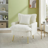 30.31 inch single chair Fashion sofa, beige sofa, coarse corduroy fabric, soft and comfortable, W1278P360531