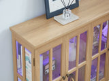 LED Curio Display Cabinet Antique Display Cabinet with Glass Doors Adjustable Shelves for W2275P460422