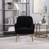 ZNTS Modern Mid Century Chair velvet Sherpa Armchair for Living Room Bedroom Office Easy Assemble W1361102502