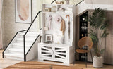 U-Can 43.3'' Entryway Bench with Coat Rack, 3-in-1 Design and Adjustable Shelves, Hall Tree with 7 N724P264668K