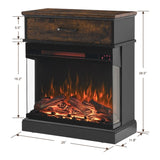 25 inch Stand Side Table with 3-Sided glass Electric Fireplace W1769134114