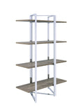 Natural and Chrome 4-Shelf Bookshelf B062P209196