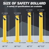 ZNTS Safety Bollard Post, 42 Inch Height Steel Bollards, 3.5 Inch Diameter Parking Bollard, Yellow Powder 93941202