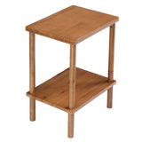 2 Tier Wood End Table, Outdoor Side Table with Storage Shelf, Small Patio Coffee Table, Weather 92772875