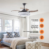 ZNTS Contemporary LED Retractable Ceiling Fan with Light and Remote Control, Quiet Reversible Motor,4 W1340P184909