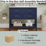 36" Bathroom Vanity with Ceramic Sink, Bathroom Vanity with Tip-Out Tray and 2 Full-Extension N817P288908B