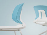 Modern Stacking Chairs Set of 4 in White and Blue with Polypropylene Seat and Fiberglass Reinforced W3788P372655