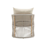 Modern Beige Curved Aluminum Lounge Chair with Stylish Rope-Weave Design and Cushioned Comfort, 85644037
