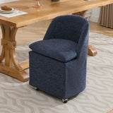 058-Set of 2 Chenille Fabric Dining Chairs With Universal Wheels,Blue W527P242553