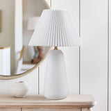 ZNTS Textured Ceramic Table Lamp with Fluted Fabric Shade B035P264542