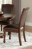 ZNTS Traditional Dining Wooden Side Chairs Set of 2 Brown Cherry Finish Faux Leather Upholstery Home B01149812