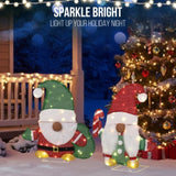 Set of 2 Lighted Gnome and Candy Cane Christmas Decorations, Pre-lit 2D Holiday Decor with 80 Warm 13136794