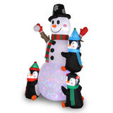 ZNTS 6ft With 3 Penguins, 4 Light Strings, 1 Colorful Rotating Light, Inflatable, Garden Snowman 98246671