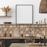 48 Pcs Hexagon Peel And Stick Backsplash Tile, Stick On Backsplash For Kitchen And Bathroom, Wood 45549744