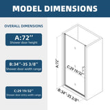 1 3/8" adjustment,universal pivot shower door, open outside, with 1/4" tempered glass finish 3472 W2122131053