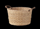 Water Hyacinth Woven Round Multi Use 16" Storage Basket - Natural Brown B093P295024