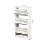 Wooden Shoe Cabinet for Entryway, White Shoe Storage Cabinet with 3 Flip Doors 20.94x9.45x43.11 inch 55963854