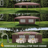 ZNTS 3 x 6m Two Windows Practical Waterproof Folding Tent Dark Coffee Folding Tent 67766391