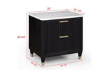 1pc Contemporary 2-Drawer Black Nightstand White Top Metal Knobs Modern Design Wooden Bedroom B011P240937