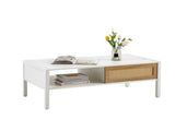 40.16" Rattan Coffee table, sliding door for storage, metal legs, Modern table for living room , W1265121740