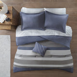 ZNTS Twin XL Striped Comforter Set with Bed Sheets B03595907